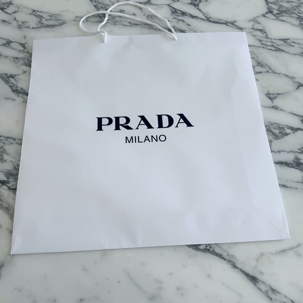 Prada Milano Large White Paper Shopping Gift Bag Rope Handles 23.5x22x5.5